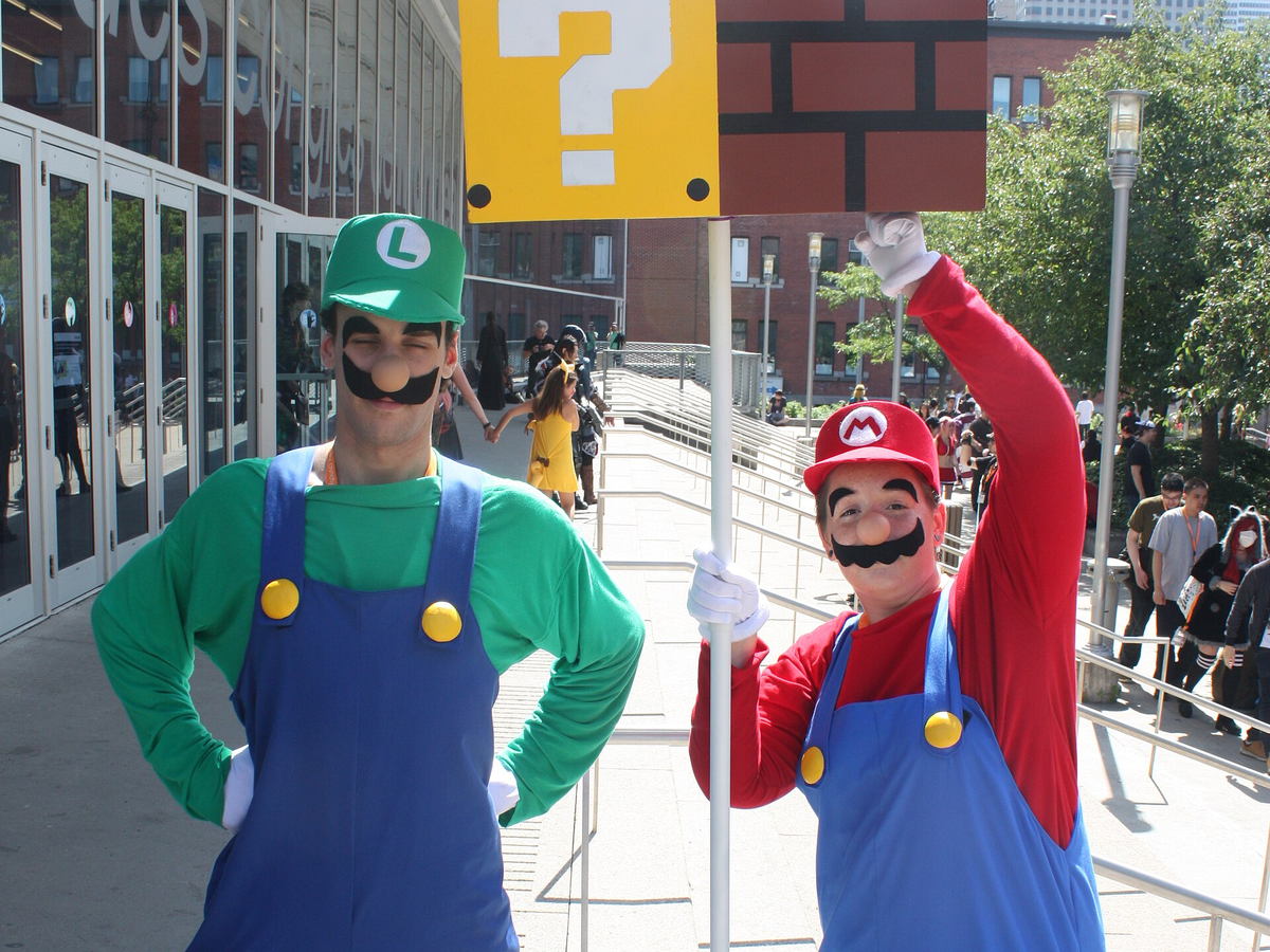 Group dressed as characters from Super Mario Bros