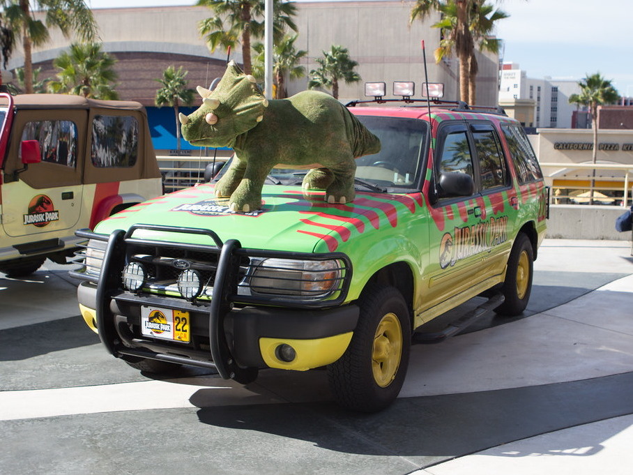 Ford Explorer styled as the Jurassic Park tour vehicle