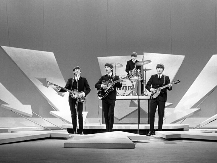 The Beatles performing on The Ed Sullivan Show in 1964
