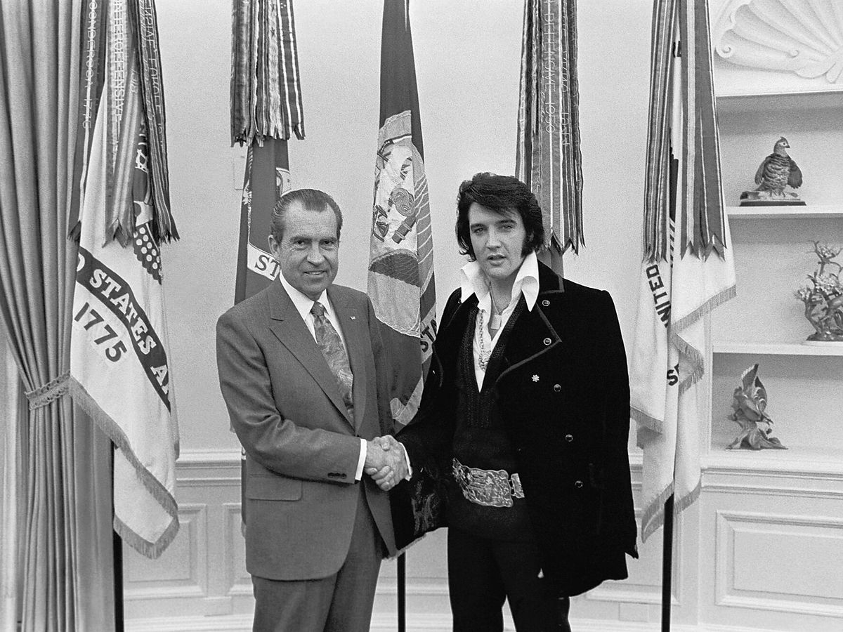 Elvis Presley meeting President Richard Nixon at the White House