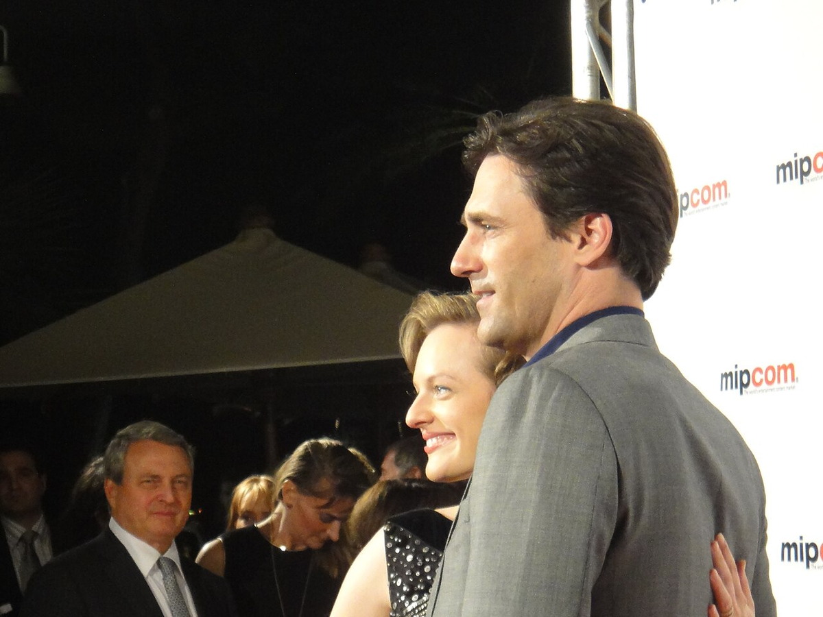 Elisabeth Moss and Jon Hamm from Mad Men together at an event
