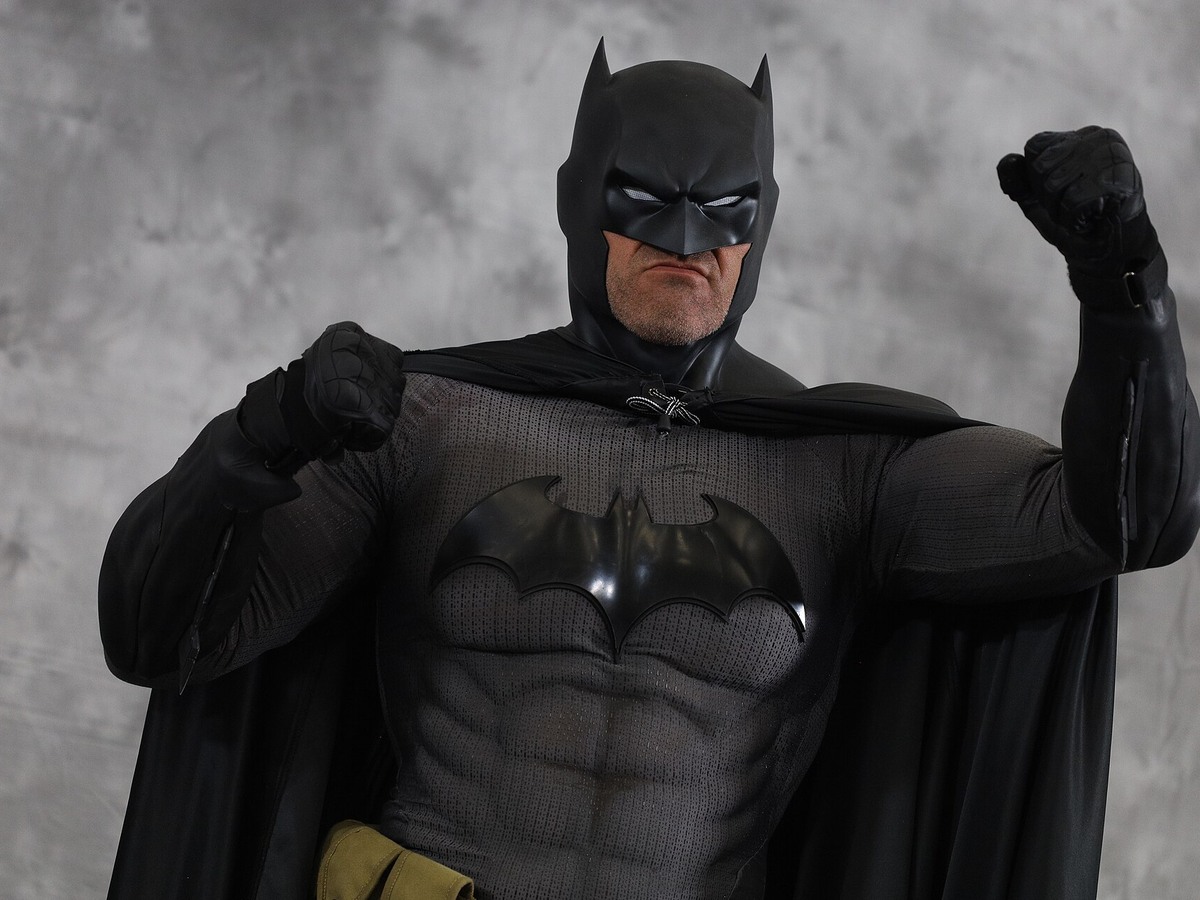 Batman in a black costume at San Diego Comic-Con