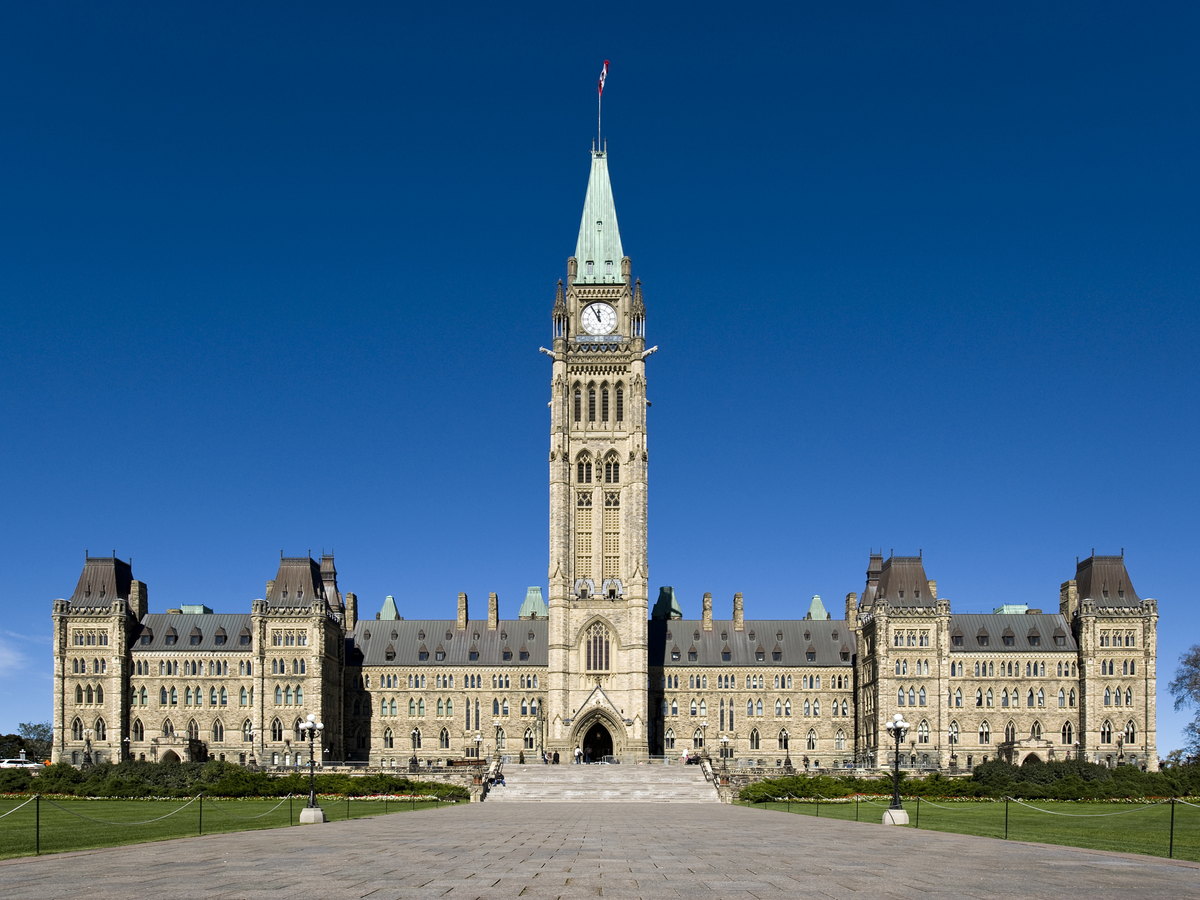 Centre Block and Peace Tower on Parliament Hill in Ottawa, Canada