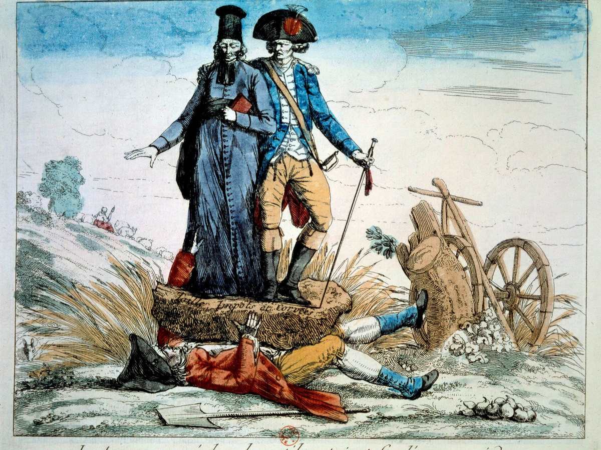 French Revolution political cartoon depicting the three social estates