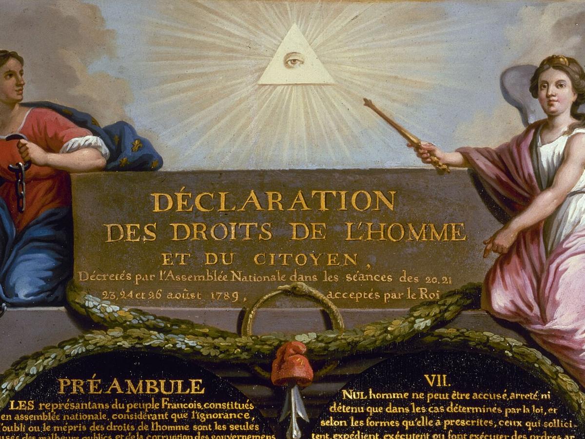 Illustrated header of the 1789 Declaration of the Rights of Man and of the Citizen