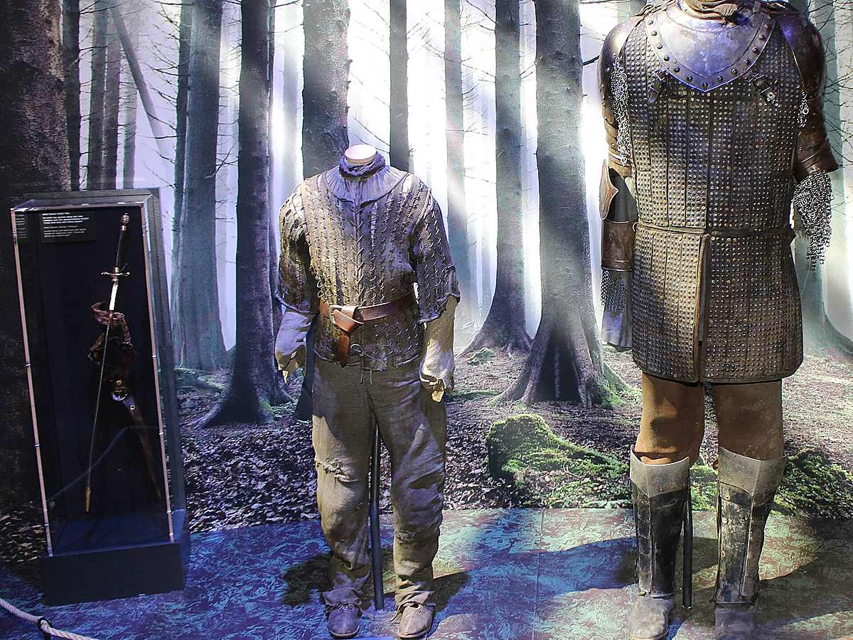 Arya Stark and the Hound costumes from Game of Thrones on display