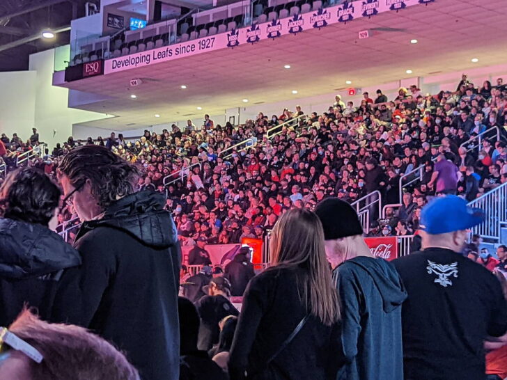 WWE performers and fans at a 2022 live event in Toronto