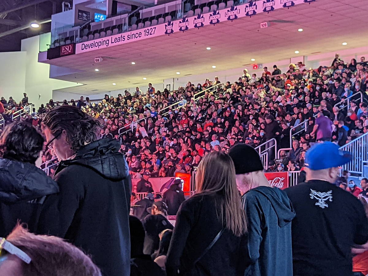 WWE performers and fans at a 2022 live event in Toronto