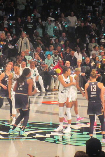 Players compete during Game 1 of the 2024 WNBA Finals between the New York Liberty and Minnesota Lynx
