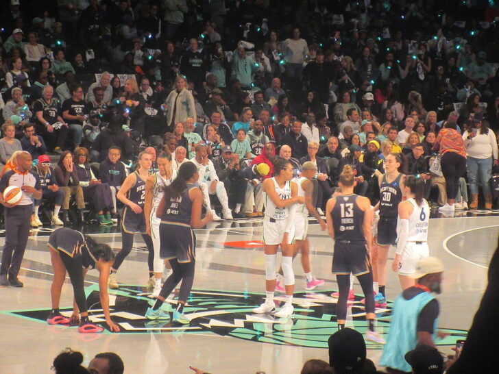 Players compete during Game 1 of the 2024 WNBA Finals between the New York Liberty and Minnesota Lynx