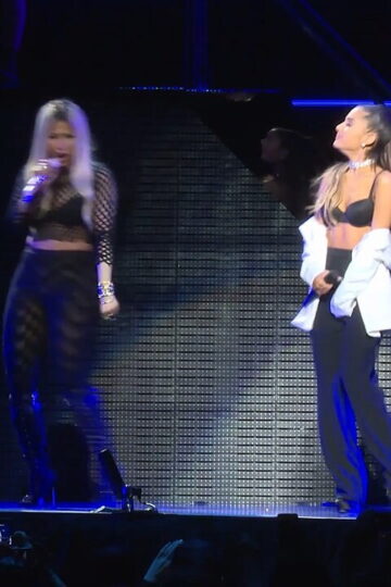 Ariana Grande and Nicki Minaj perform together at T-Mobile Arena in 2016