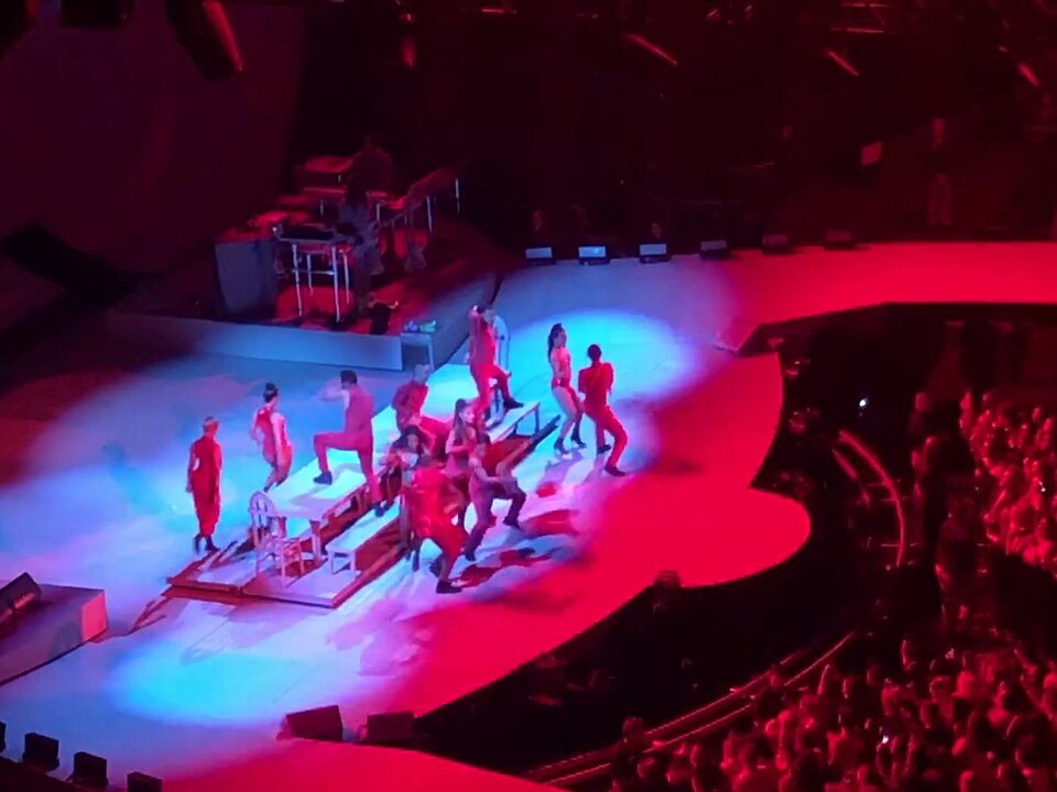 Ariana Grande performs onstage at Amalie Arena during the Sweetener World Tour