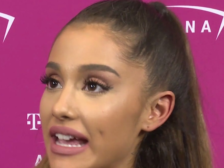 Ariana Grande speaks during an interview at T-Mobile Arena in 2016