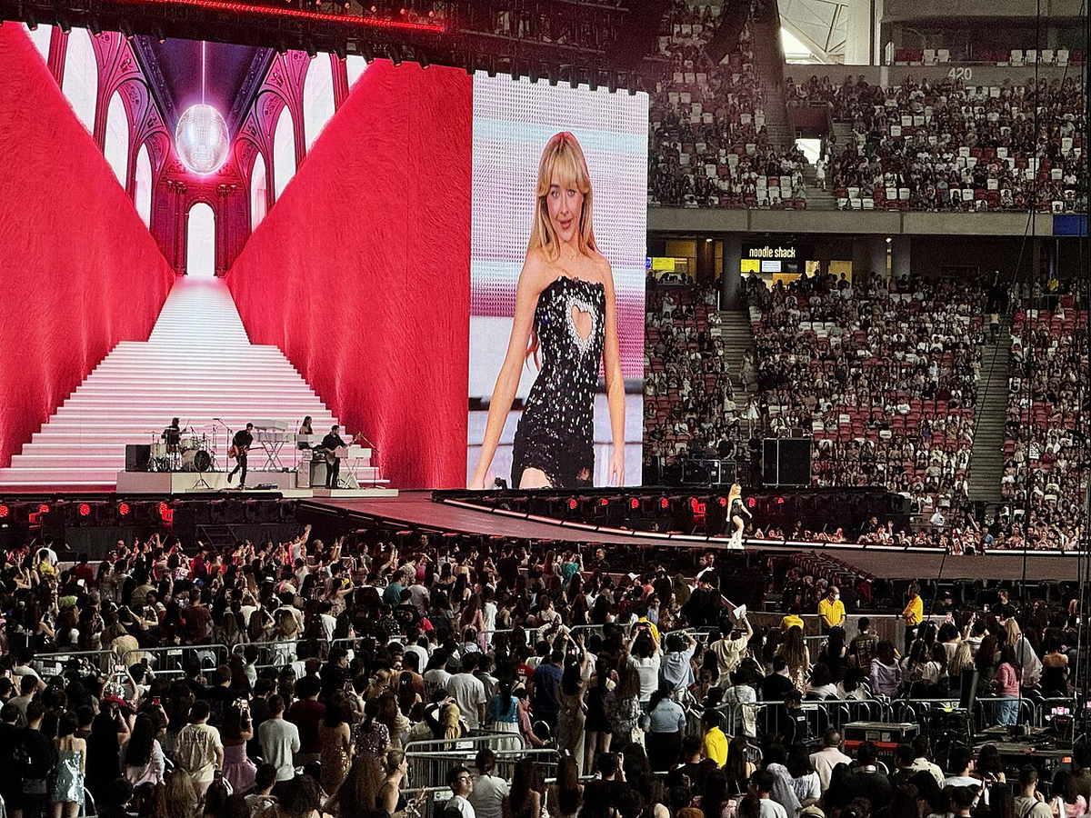 Sabrina Carpenter performs at Singapore National Stadium during the Eras Tour in March 2024
