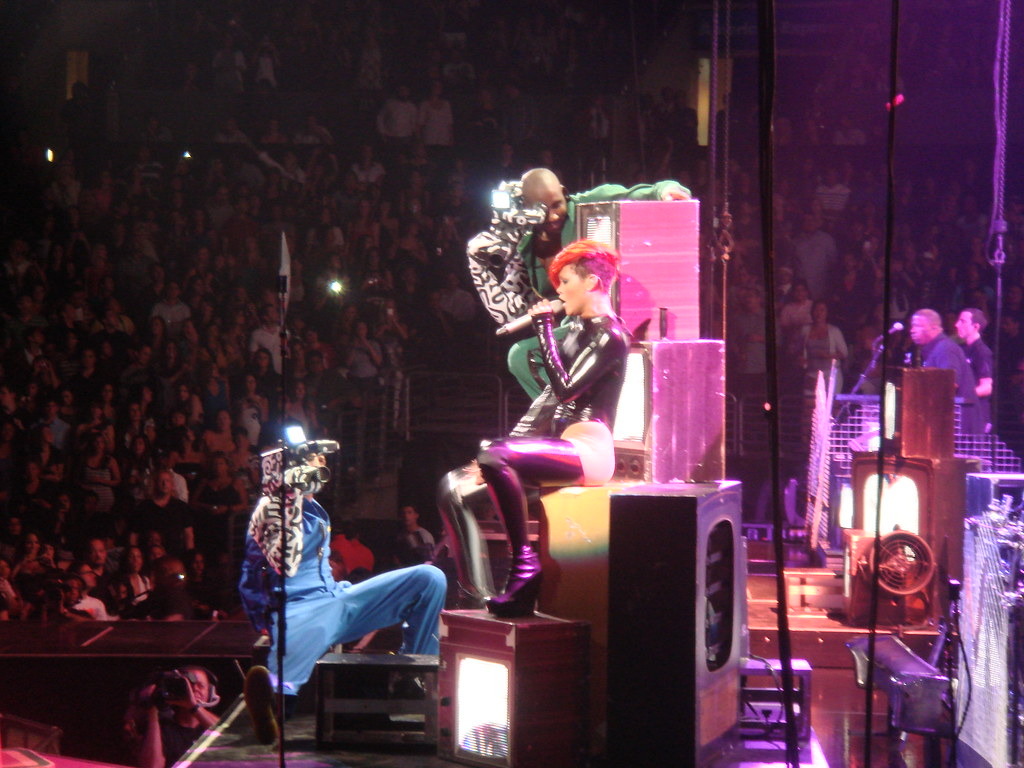 Rihanna performing at Staples Center in Los Angeles