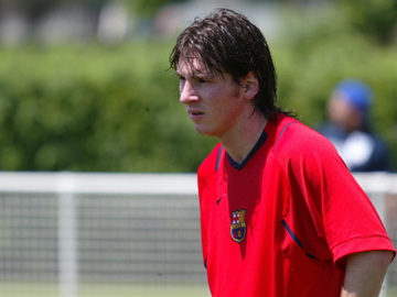 Lionel Messi training with FC Barcelona