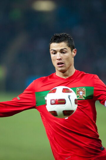 Cristiano Ronaldo on the pitch for Portugal