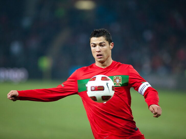 Cristiano Ronaldo on the pitch for Portugal