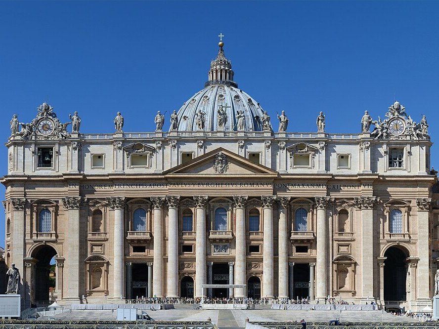 Main facade of Saint Peter's Basilica in Vatican City, Rome