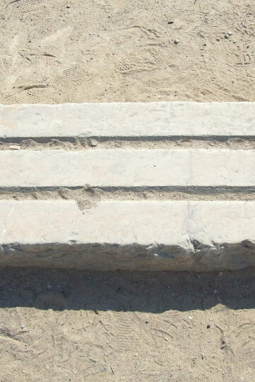 The stone starting line in the ancient stadium at Olympia, Greece