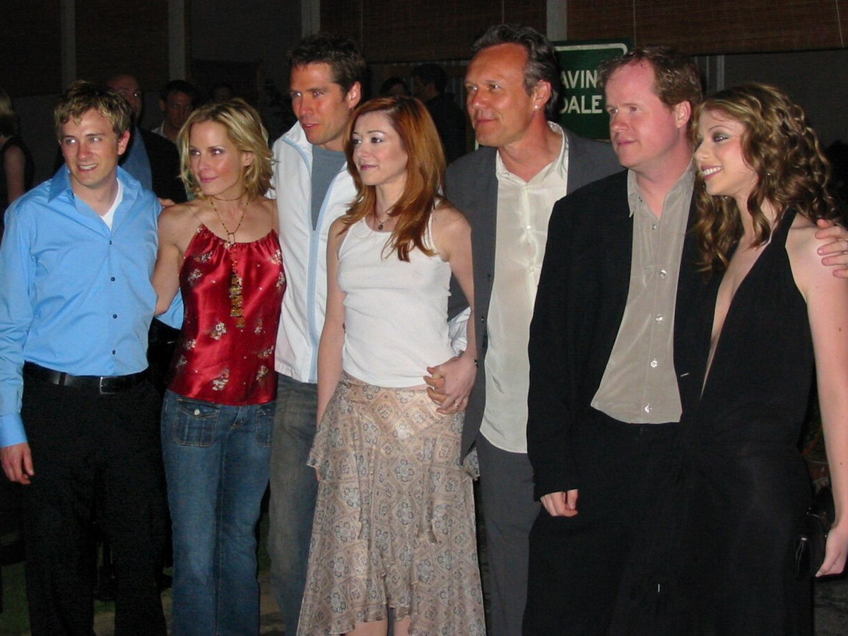 Buffy the Vampire Slayer cast and creator at the 2003 wrap party