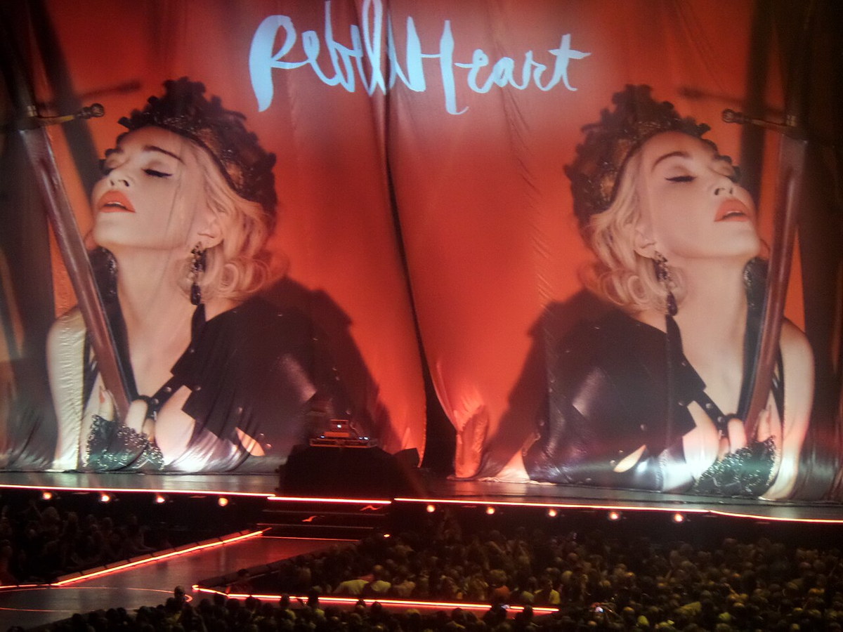 Madonna performing during the Rebel Heart Tour in Stockholm