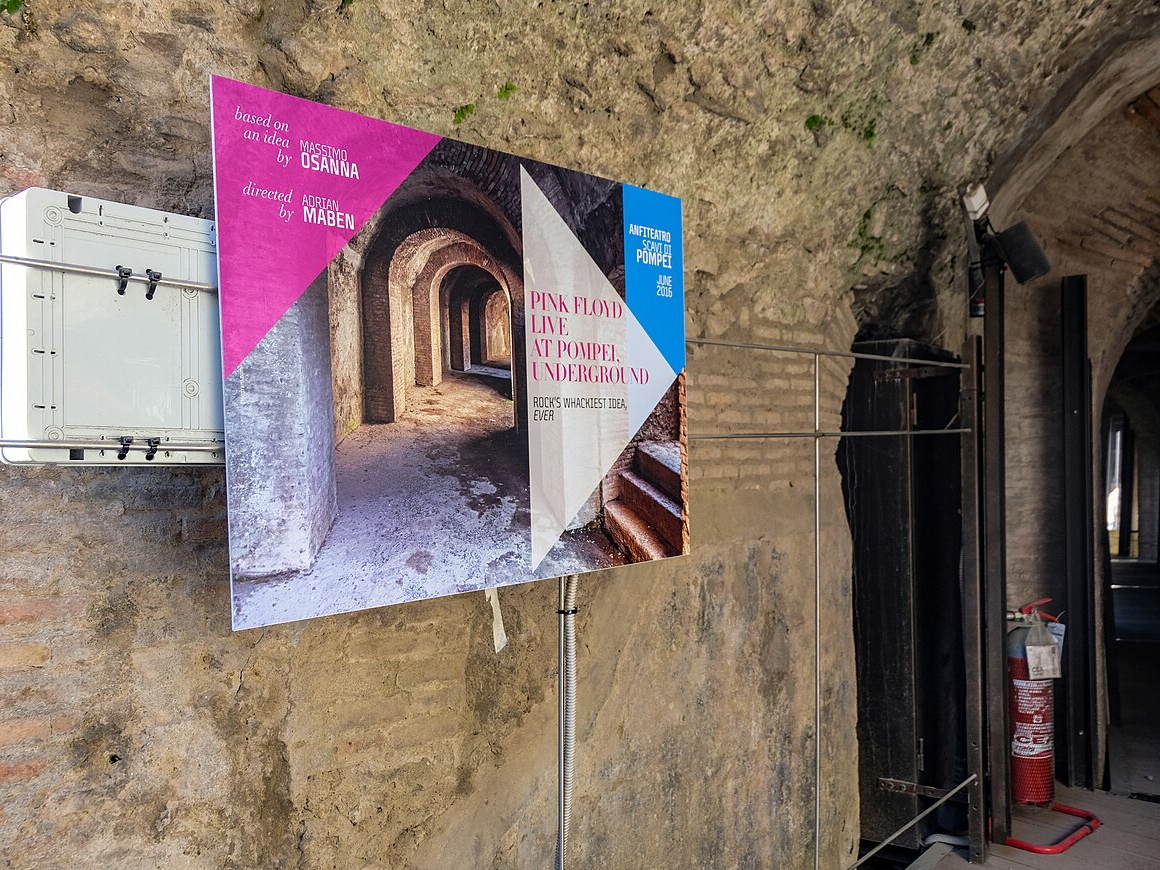 Pink Floyd exhibition inside the amphitheater at Pompeii