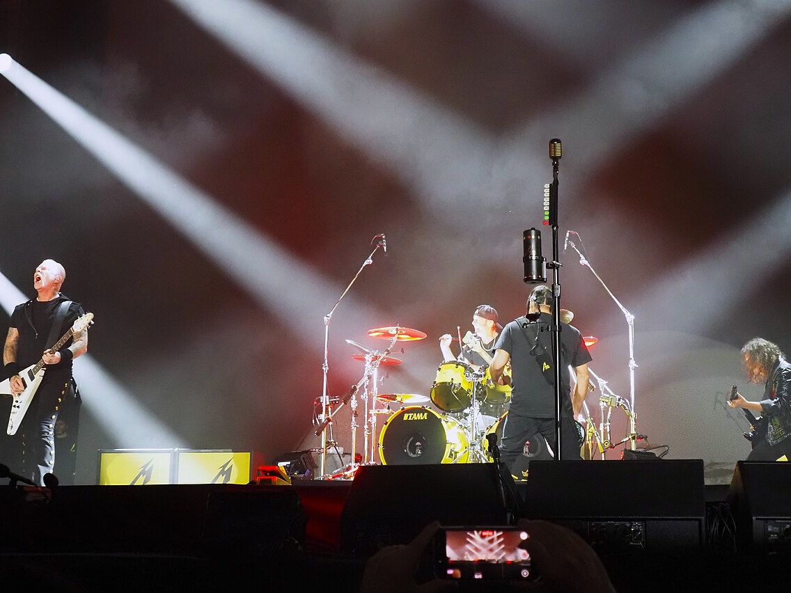 Metallica performing on the M72 World Tour stage at Marvel Stadium in 2025