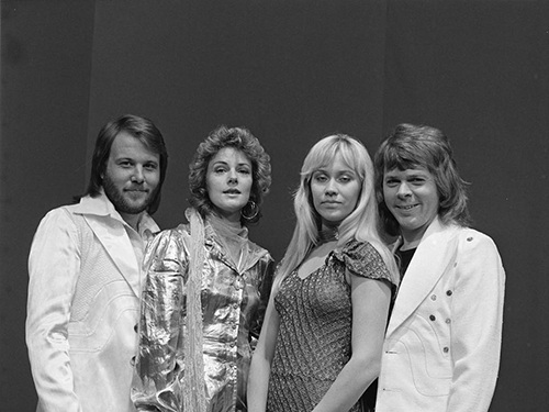 ABBA performing on the Dutch television program TopPop in 1974