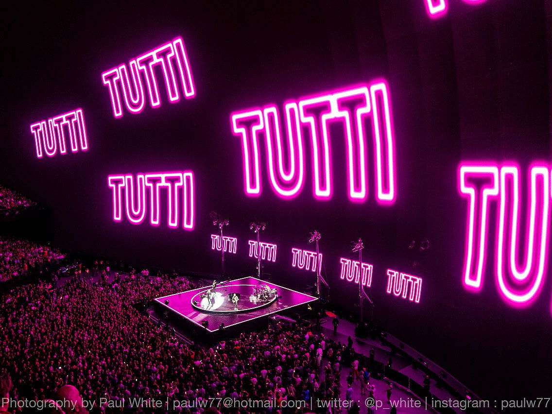 U2 performing during the U2 UV Achtung Baby residency at Sphere in Las Vegas in 2023