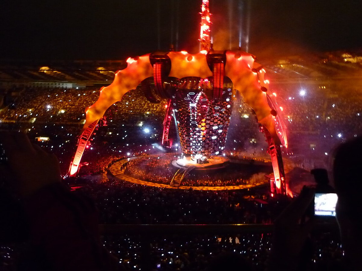 U2 performing live at Stadio Olimpico in Rome during the 360 Tour