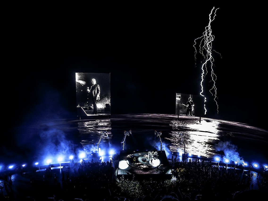 U2 performing live inside Sphere in Las Vegas during the Achtung Baby residency