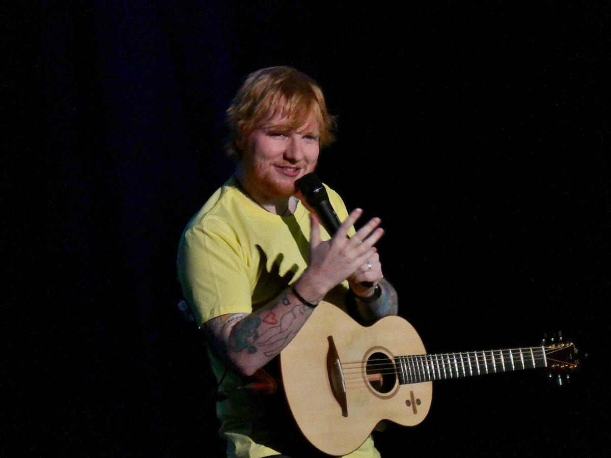 Ed Sheeran performing during his Divide Tour in Minneapolis