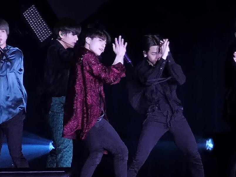 BTS performing Fake Love during the Speak Yourself tour at the Rose Bowl