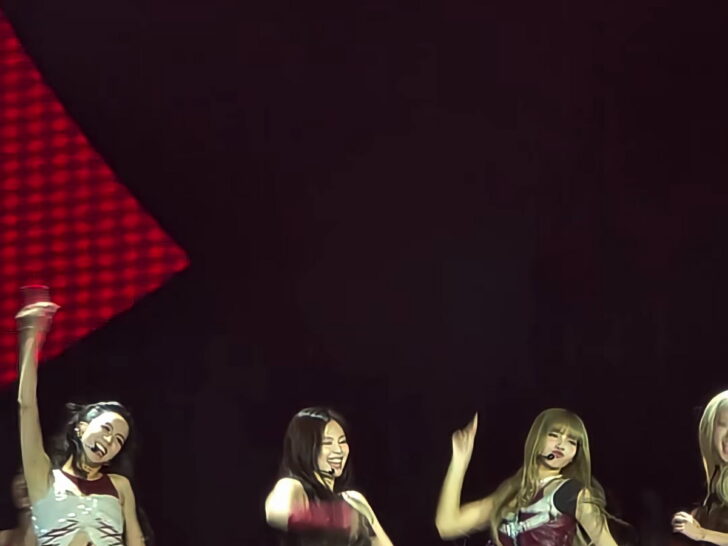 BLACKPINK performing together at SoFi Stadium in 2025