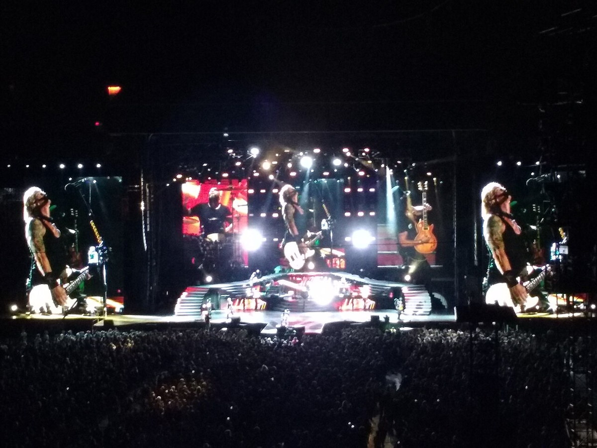 Guns N' Roses performing at Arrowhead Stadium during the reunion tour