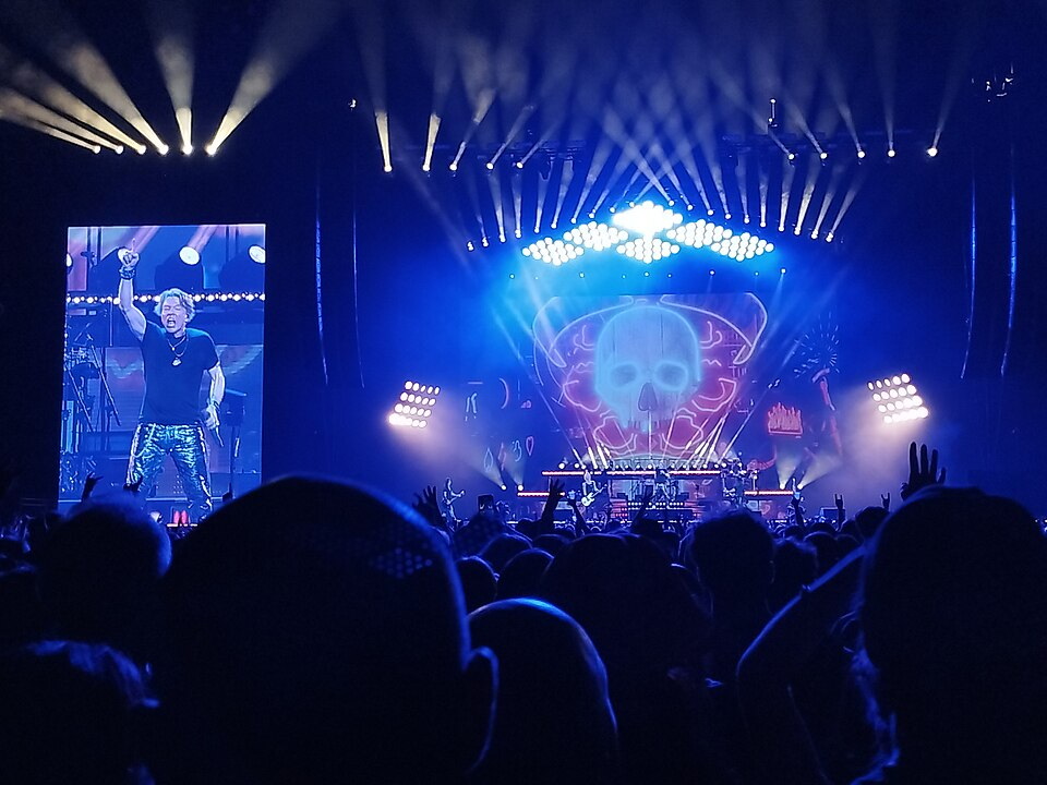 Guns N' Roses performing onstage during a 2023 concert