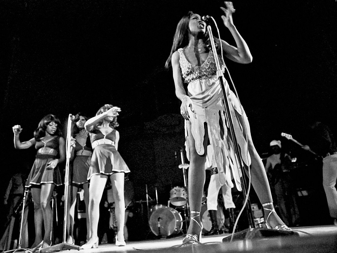 Tina Turner performing onstage in 1972