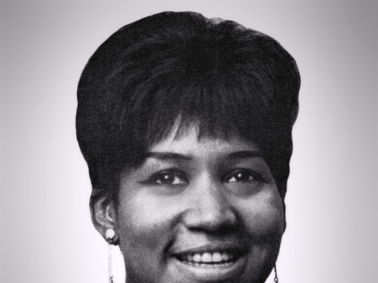 Aretha Franklin in a studio portrait from the 1960s