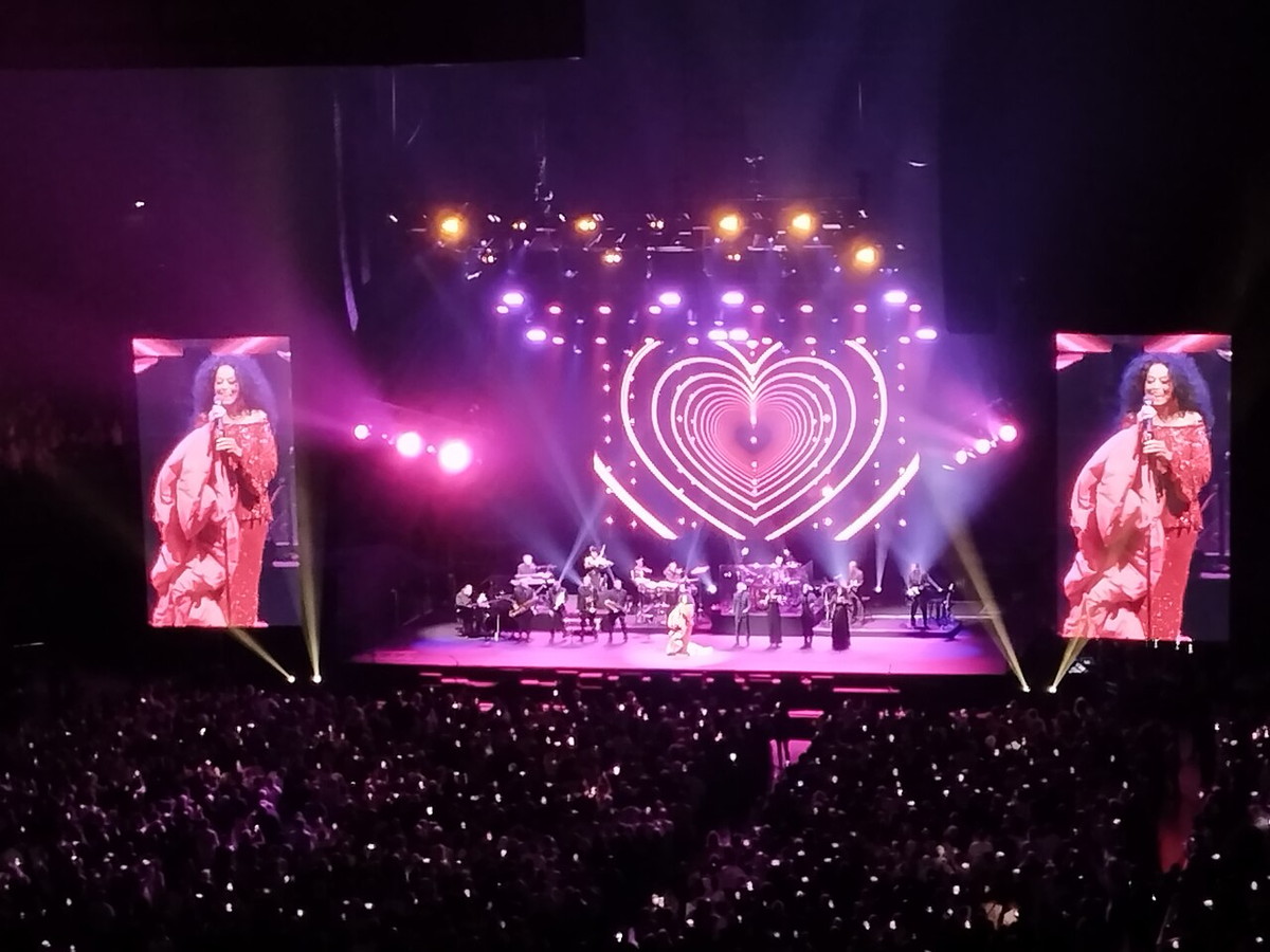 Diana Ross singing onstage during a performance in 2025