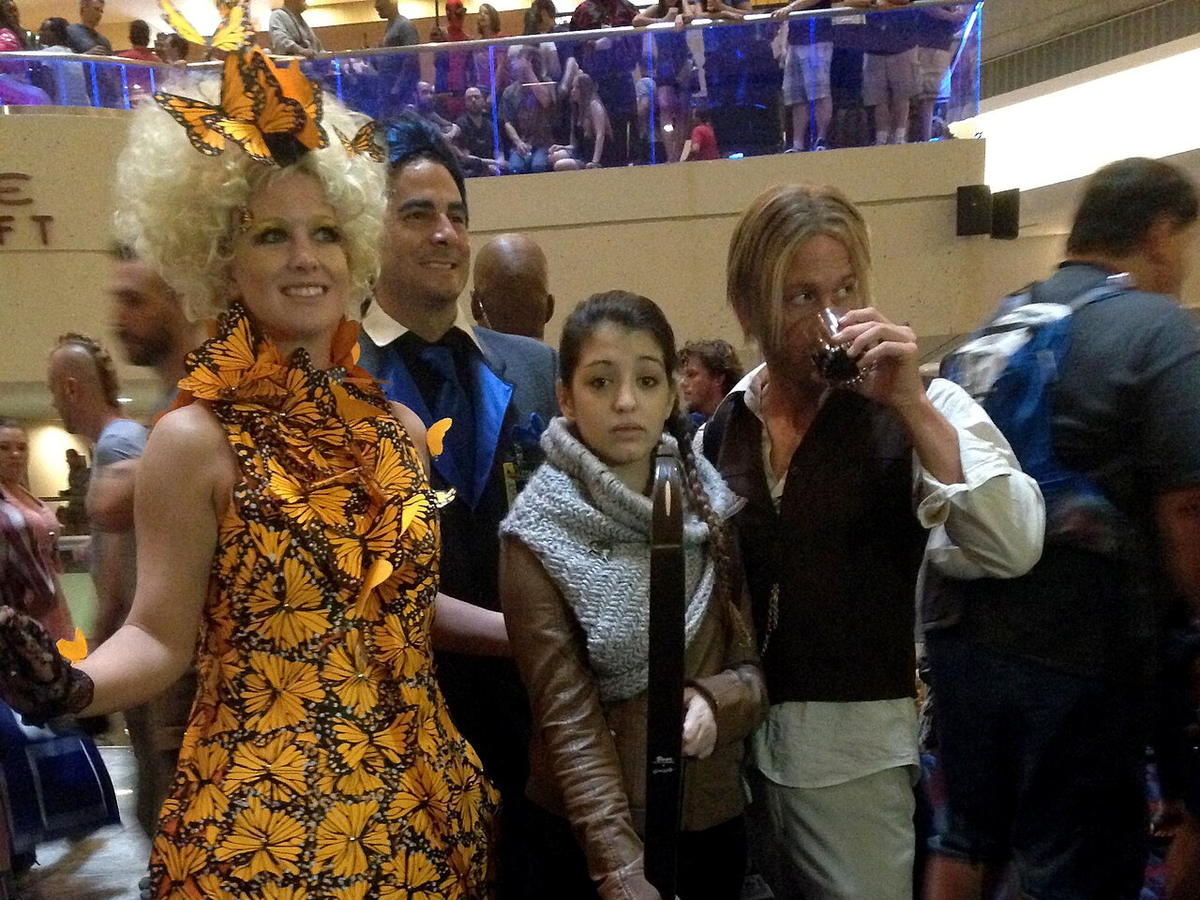 Group dressed as characters from The Hunger Games at Dragon Con