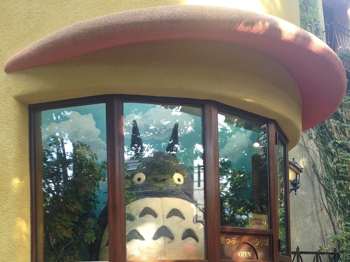 Totoro figure in the faux box office at the Studio Ghibli Museum