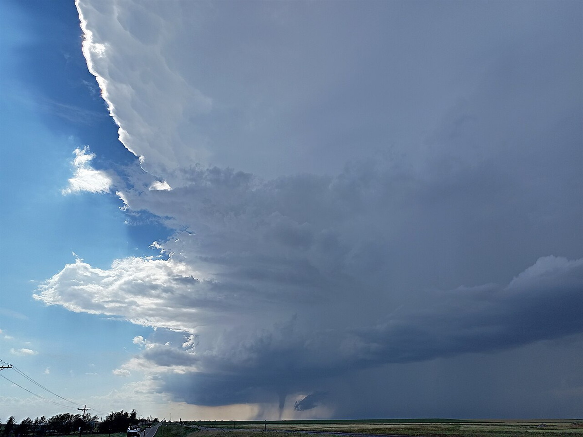 A supercell thunderstorm producing a tornado near Stratton, Colorado