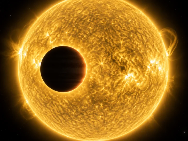 A hot Jupiter crosses the glowing face of its host star