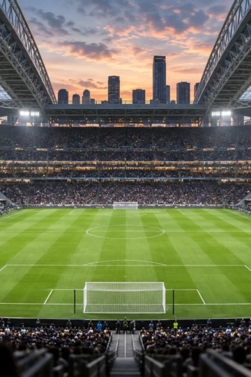 Modern North American soccer stadium prepared for the 2026 tournament