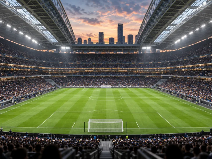 Modern North American soccer stadium prepared for the 2026 tournament