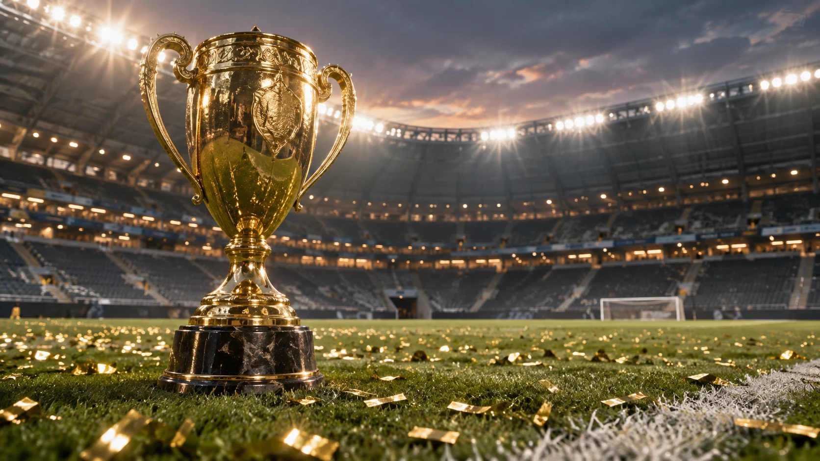 International soccer championship final under bright stadium lights