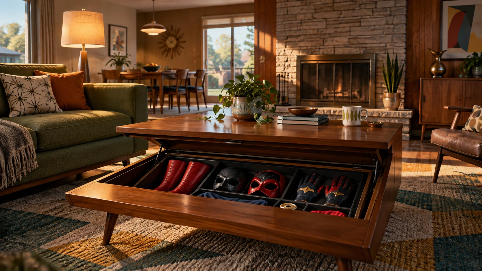 A stylish midcentury family home hiding superhero gear