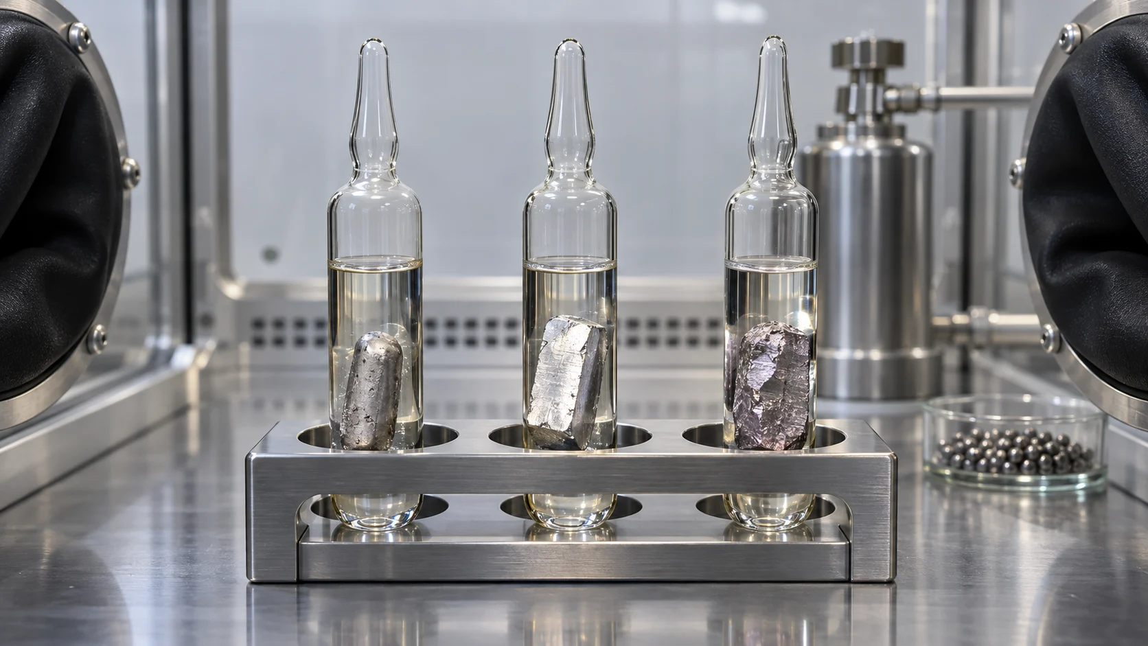 Sealed alkali metal samples stored under clear protective oil