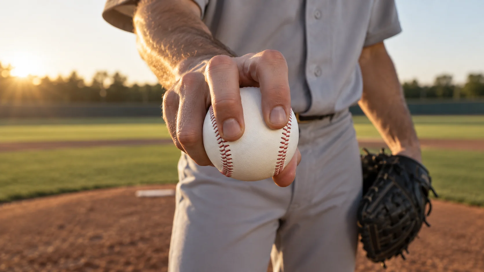Pitcher demonstrating a curveball grip